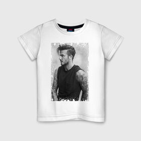Детская футболка хлопок с принтом David Beckham (retro style) , 100% хлопок | круглый вырез горловины, полуприлегающий силуэт, длина до линии бедер | david beckham | retro style | англия | дэвид бекхэм | лига чемпионов | мадрид | мю | реал | футбол