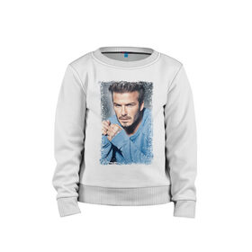 Детский свитшот хлопок с принтом David Beckham (retro style) , 100% хлопок | круглый вырез горловины, эластичные манжеты, пояс и воротник | Тематика изображения на принте: david beckham | retro style | англия | дэвид бекхэм | лига чемпионов | мадрид | мю | реал | футбол