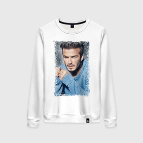 Женский свитшот хлопок с принтом David Beckham (retro style) , 100% хлопок | прямой крой, круглый вырез, на манжетах и по низу широкая трикотажная резинка  | david beckham | retro style | англия | дэвид бекхэм | лига чемпионов | мадрид | мю | реал | футбол