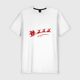 Мужская футболка премиум с принтом Merry Christmas , 92% хлопок, 8% лайкра | приталенный силуэт, круглый вырез ворота, длина до линии бедра, короткий рукав | 