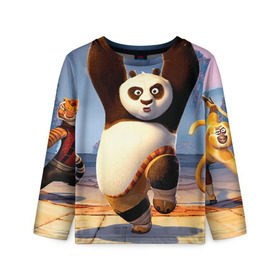 Детский лонгслив 3D с принтом Кунг фу панда , 100% полиэстер | длинные рукава, круглый вырез горловины, полуприлегающий силуэт
 | kung fu | kung fu panda | panda | кунг фу | кунг фу панда | кунгфу | панда. кунг фу | по