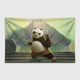 Флаг-баннер с принтом Кунг фу панда , 100% полиэстер | размер 67 х 109 см, плотность ткани — 95 г/м2; по краям флага есть четыре люверса для крепления | kung fu | kung fu panda | panda | кунг фу | кунг фу панда | кунгфу | панда. кунг фу | по