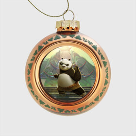 Стеклянный ёлочный шар с принтом Кунг фу панда , Стекло | Диаметр: 80 мм | kung fu | kung fu panda | panda | кунг фу | кунг фу панда | кунгфу | панда. кунг фу | по