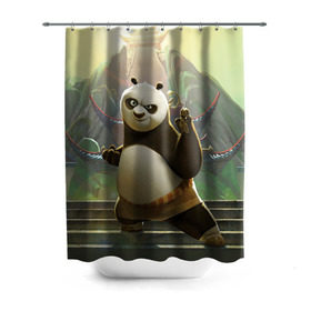 Штора 3D для ванной с принтом Кунг фу панда , 100% полиэстер | плотность материала — 100 г/м2. Стандартный размер — 146 см х 180 см. По верхнему краю — пластиковые люверсы для креплений. В комплекте 10 пластиковых колец | Тематика изображения на принте: kung fu | kung fu panda | panda | кунг фу | кунг фу панда | кунгфу | панда. кунг фу | по