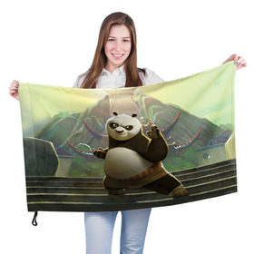 Флаг 3D с принтом Кунг фу панда , 100% полиэстер | плотность ткани — 95 г/м2, размер — 67 х 109 см. Принт наносится с одной стороны | kung fu | kung fu panda | panda | кунг фу | кунг фу панда | кунгфу | панда. кунг фу | по