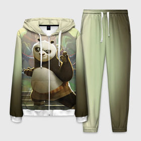 Мужской костюм 3D с принтом Кунг фу панда , 100% полиэстер | Манжеты и пояс оформлены тканевой резинкой, двухслойный капюшон со шнурком для регулировки, карманы спереди | Тематика изображения на принте: kung fu | kung fu panda | panda | кунг фу | кунг фу панда | кунгфу | панда. кунг фу | по