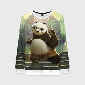 Женский свитшот 3D с принтом Кунг фу панда , 100% полиэстер с мягким внутренним слоем | круглый вырез горловины, мягкая резинка на манжетах и поясе, свободная посадка по фигуре | kung fu | kung fu panda | panda | кунг фу | кунг фу панда | кунгфу | панда. кунг фу | по