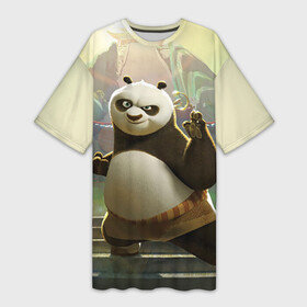 Платье-футболка 3D с принтом Кунг фу панда ,  |  | kung fu | kung fu panda | panda | кунг фу | кунг фу панда | кунгфу | панда. кунг фу | по