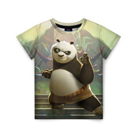 Детская футболка 3D с принтом Кунг фу панда , 100% гипоаллергенный полиэфир | прямой крой, круглый вырез горловины, длина до линии бедер, чуть спущенное плечо, ткань немного тянется | kung fu | kung fu panda | panda | кунг фу | кунг фу панда | кунгфу | панда. кунг фу | по