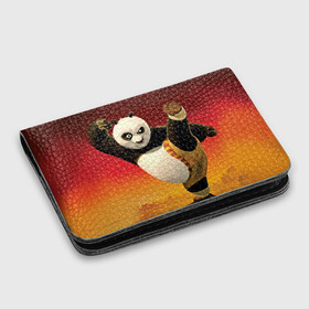 Картхолдер с принтом с принтом Кунг фу панда , натуральная матовая кожа | размер 7,3 х 10 см; кардхолдер имеет 4 кармана для карт; | Тематика изображения на принте: kung fu | kung fu panda | panda | кунг фу | кунг фу панда | кунгфу | панда. кунг фу | по