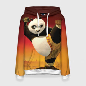 Женская толстовка 3D с принтом Кунг фу панда , 100% полиэстер  | двухслойный капюшон со шнурком для регулировки, мягкие манжеты на рукавах и по низу толстовки, спереди карман-кенгуру с мягким внутренним слоем. | kung fu | kung fu panda | panda | кунг фу | кунг фу панда | кунгфу | панда. кунг фу | по