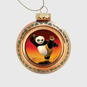 Стеклянный ёлочный шар с принтом Кунг фу панда , Стекло | Диаметр: 80 мм | kung fu | kung fu panda | panda | кунг фу | кунг фу панда | кунгфу | панда. кунг фу | по