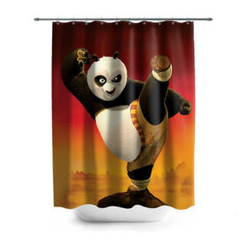 Штора 3D для ванной с принтом Кунг фу панда , 100% полиэстер | плотность материала — 100 г/м2. Стандартный размер — 146 см х 180 см. По верхнему краю — пластиковые люверсы для креплений. В комплекте 10 пластиковых колец | kung fu | kung fu panda | panda | кунг фу | кунг фу панда | кунгфу | панда. кунг фу | по
