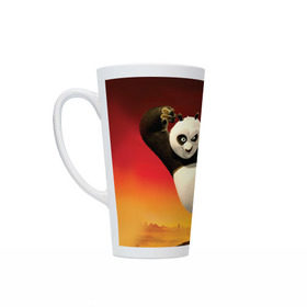 Кружка Латте с принтом Кунг фу панда , Белая керамика | Объем 480 мл; Высота 150 мм; Диаметр 90 мм | Тематика изображения на принте: kung fu | kung fu panda | panda | кунг фу | кунг фу панда | кунгфу | панда. кунг фу | по