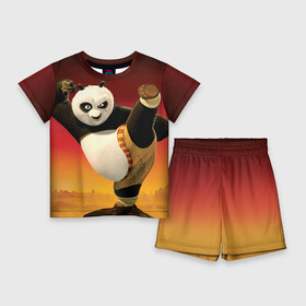 Детский костюм с шортами 3D с принтом Кунг фу панда ,  |  | kung fu | kung fu panda | panda | кунг фу | кунг фу панда | кунгфу | панда. кунг фу | по