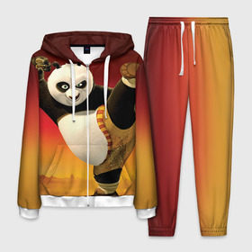 Мужской костюм 3D с принтом Кунг фу панда , 100% полиэстер | Манжеты и пояс оформлены тканевой резинкой, двухслойный капюшон со шнурком для регулировки, карманы спереди | Тематика изображения на принте: kung fu | kung fu panda | panda | кунг фу | кунг фу панда | кунгфу | панда. кунг фу | по