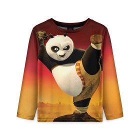Детский лонгслив 3D с принтом Кунг фу панда , 100% полиэстер | длинные рукава, круглый вырез горловины, полуприлегающий силуэт
 | Тематика изображения на принте: kung fu | kung fu panda | panda | кунг фу | кунг фу панда | кунгфу | панда. кунг фу | по
