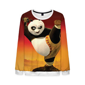 Мужской свитшот 3D с принтом Кунг фу панда , 100% полиэстер с мягким внутренним слоем | круглый вырез горловины, мягкая резинка на манжетах и поясе, свободная посадка по фигуре | kung fu | kung fu panda | panda | кунг фу | кунг фу панда | кунгфу | панда. кунг фу | по