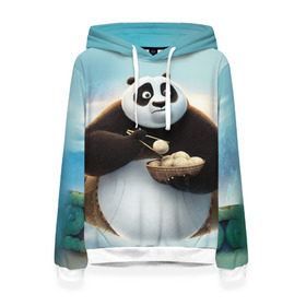 Женская толстовка 3D с принтом Кунг фу панда , 100% полиэстер  | двухслойный капюшон со шнурком для регулировки, мягкие манжеты на рукавах и по низу толстовки, спереди карман-кенгуру с мягким внутренним слоем. | панда