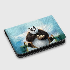 Картхолдер с принтом с принтом Кунг фу панда , натуральная матовая кожа | размер 7,3 х 10 см; кардхолдер имеет 4 кармана для карт; | Тематика изображения на принте: панда