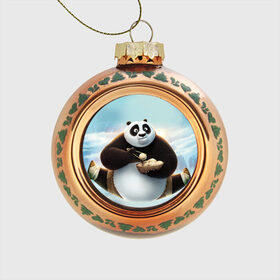 Стеклянный ёлочный шар с принтом Кунг фу панда , Стекло | Диаметр: 80 мм | панда