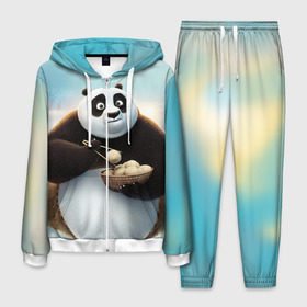 Мужской костюм 3D с принтом Кунг фу панда , 100% полиэстер | Манжеты и пояс оформлены тканевой резинкой, двухслойный капюшон со шнурком для регулировки, карманы спереди | Тематика изображения на принте: панда