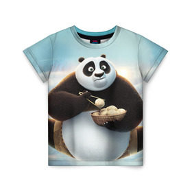 Детская футболка 3D с принтом Кунг фу панда , 100% гипоаллергенный полиэфир | прямой крой, круглый вырез горловины, длина до линии бедер, чуть спущенное плечо, ткань немного тянется | Тематика изображения на принте: панда