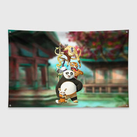 Флаг-баннер с принтом Кунг фу панда , 100% полиэстер | размер 67 х 109 см, плотность ткани — 95 г/м2; по краям флага есть четыре люверса для крепления | Тематика изображения на принте: kung fu | kung fu panda | panda | кунг фу | кунг фу панда | кунгфу | панда. кунг фу | по