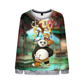 Мужской свитшот 3D с принтом Кунг фу панда , 100% полиэстер с мягким внутренним слоем | круглый вырез горловины, мягкая резинка на манжетах и поясе, свободная посадка по фигуре | kung fu | kung fu panda | panda | кунг фу | кунг фу панда | кунгфу | панда. кунг фу | по