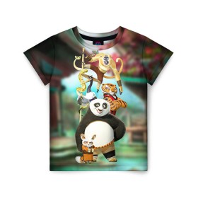 Детская футболка 3D с принтом Кунг фу панда , 100% гипоаллергенный полиэфир | прямой крой, круглый вырез горловины, длина до линии бедер, чуть спущенное плечо, ткань немного тянется | kung fu | kung fu panda | panda | кунг фу | кунг фу панда | кунгфу | панда. кунг фу | по