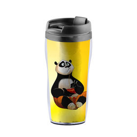 Термокружка-непроливайка с принтом Кунг фу панда , внутренняя часть — пищевой пластик, наружная часть — прозрачный пластик, между ними — полиграфическая вставка с рисунком | объем — 350 мл, герметичная крышка | kung fu | kung fu panda | panda | кунг фу | кунг фу панда | кунгфу | панда. кунг фу | по