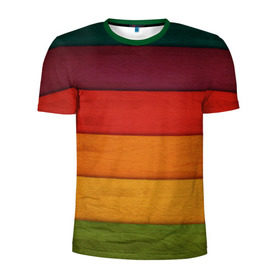 Мужская футболка 3D спортивная с принтом Colored fence , 100% полиэстер с улучшенными характеристиками | приталенный силуэт, круглая горловина, широкие плечи, сужается к линии бедра | color | полосочки | цвет