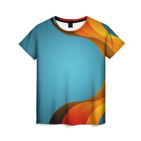 Женская футболка 3D с принтом Цветные линии , 100% полиэфир ( синтетическое хлопкоподобное полотно) | прямой крой, круглый вырез горловины, длина до линии бедер | art | арт | линии | цвет