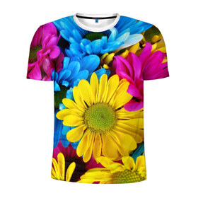 Мужская футболка 3D спортивная с принтом Цветы , 100% полиэстер с улучшенными характеристиками | приталенный силуэт, круглая горловина, широкие плечи, сужается к линии бедра | природа | яркие