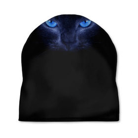 Шапка 3D с принтом Кошка с голубыми глазами , 100% полиэстер | универсальный размер, печать по всей поверхности изделия | Тематика изображения на принте: глаза | кот | синий