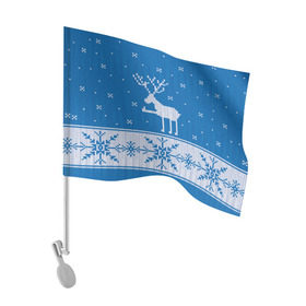 Флаг для автомобиля с принтом Олень - класс , 100% полиэстер | Размер: 30*21 см | зима | новый год | олень | снег | снежинки
