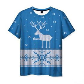 Мужская футболка 3D с принтом Олень - класс , 100% полиэфир | прямой крой, круглый вырез горловины, длина до линии бедер | зима | новый год | олень | снег | снежинки