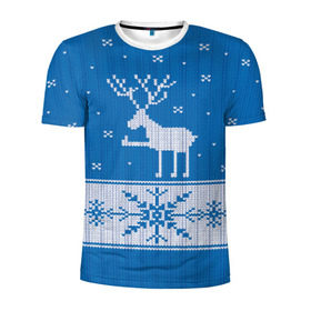 Мужская футболка 3D спортивная с принтом Олень - класс , 100% полиэстер с улучшенными характеристиками | приталенный силуэт, круглая горловина, широкие плечи, сужается к линии бедра | зима | новый год | олень | снег | снежинки