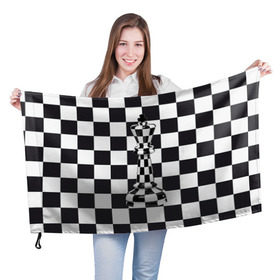 Флаг 3D с принтом Ферзь , 100% полиэстер | плотность ткани — 95 г/м2, размер — 67 х 109 см. Принт наносится с одной стороны | клетки | ферзь | шахматная доска | шахматы