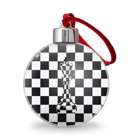 Ёлочный шар с принтом Ферзь , Пластик | Диаметр: 77 мм | клетки | ферзь | шахматная доска | шахматы
