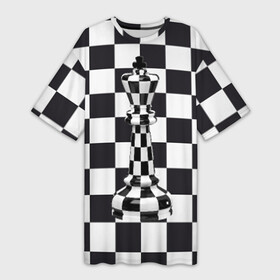 Платье-футболка 3D с принтом Ферзь ,  |  | клетки | ферзь | шахматная доска | шахматы