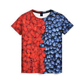Женская футболка 3D с принтом Ягодка , 100% полиэфир ( синтетическое хлопкоподобное полотно) | прямой крой, круглый вырез горловины, длина до линии бедер | клубника | малина | черника | ягода | ягодка | ягодный