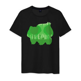 Мужская футболка хлопок с принтом Зеленый Покемон бульбазавр , 100% хлопок | прямой крой, круглый вырез горловины, длина до линии бедер, слегка спущенное плечо. | покемон
