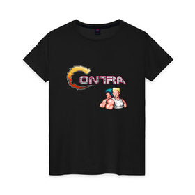 Женская футболка хлопок с принтом Contra , 100% хлопок | прямой крой, круглый вырез горловины, длина до линии бедер, слегка спущенное плечо | contra | dendy | денди | контра | легендарная игра на денди 
