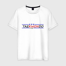 Мужская футболка хлопок с принтом Taekwondo is life , 100% хлопок | прямой крой, круглый вырез горловины, длина до линии бедер, слегка спущенное плечо. | 