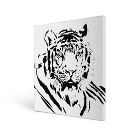 Холст квадратный с принтом Тигр , 100% ПВХ |  | Тематика изображения на принте: взгляд | тигр | трафарет | хищник