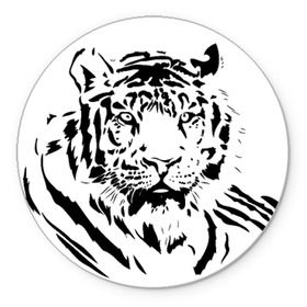 Коврик круглый с принтом Тигр , резина и полиэстер | круглая форма, изображение наносится на всю лицевую часть | Тематика изображения на принте: взгляд | тигр | трафарет | хищник