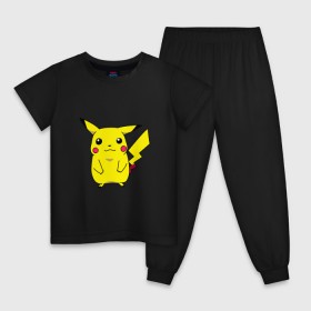 Детская пижама хлопок с принтом Пикачу , 100% хлопок |  брюки и футболка прямого кроя, без карманов, на брюках мягкая резинка на поясе и по низу штанин
 | pikachu | пикачю