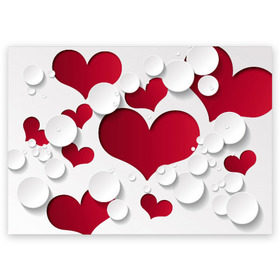 Поздравительная открытка с принтом Сердца , 100% бумага | плотность бумаги 280 г/м2, матовая, на обратной стороне линовка и место для марки
 | любовь | орнамент | праздник | сердца