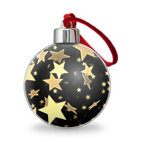 Ёлочный шар с принтом Золотые звезды , Пластик | Диаметр: 77 мм | золотые звезды | орнамент | праздник